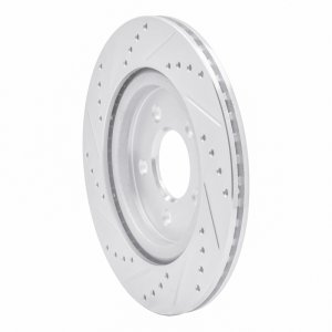 Ford Mustang Brake Rotor (1) - Rear Right - R1 Concepts - Drilled & Slotted - Silver - `05-`14